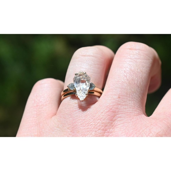 Raw Stone Ring, Bohemian Ring, Unique gift for Her, Raw Crystal Ring - Picture 1 of 8